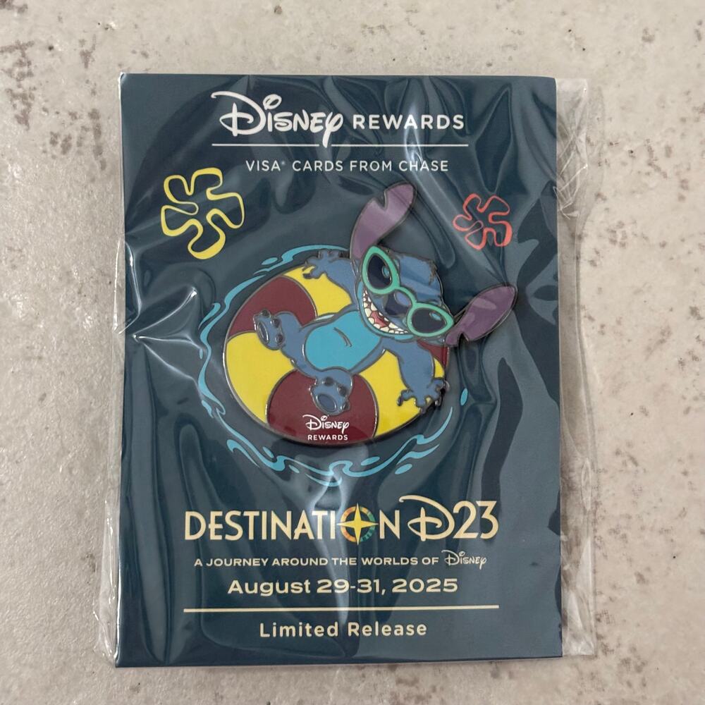 Destination D23 2025 Disney Rewards Chase Visa Stitch Pin LR Limited Release